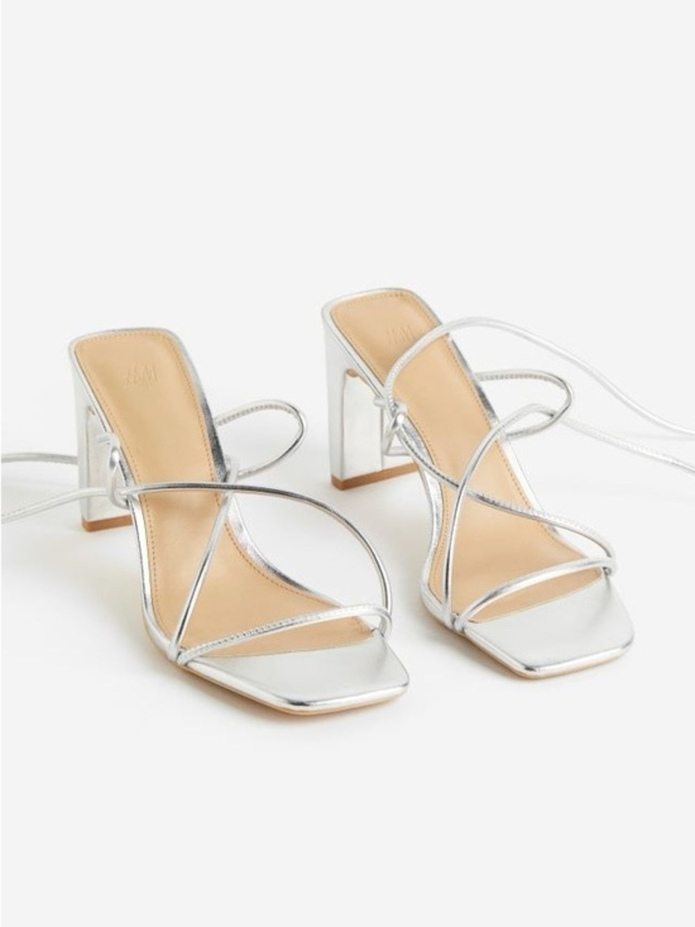 Silver Strappy Heel Sandals